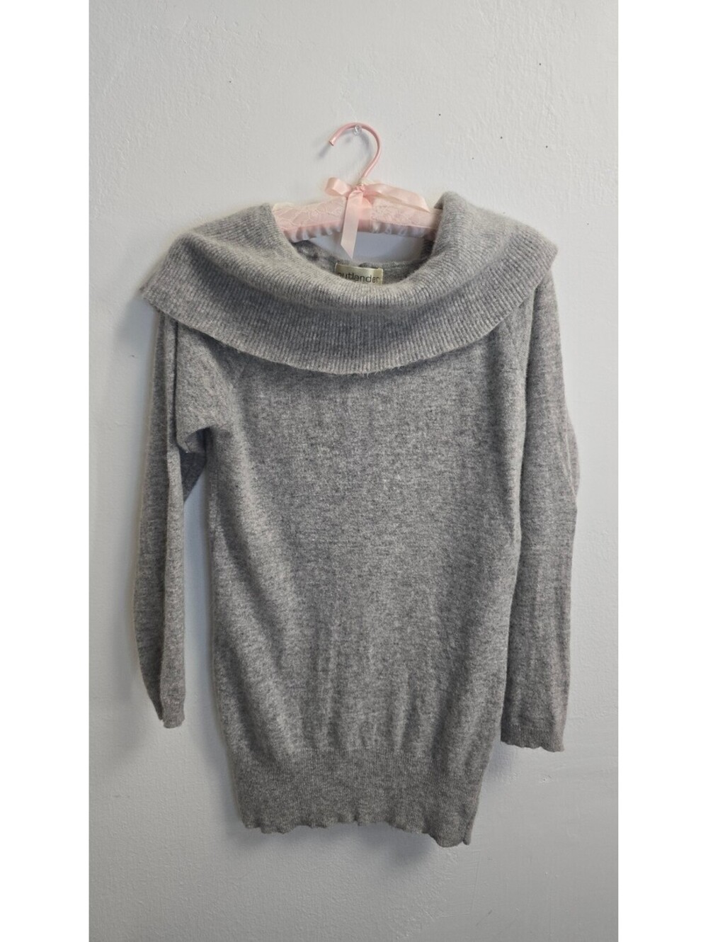 Outlander Gray Lambswool Angora Cowl Neck Sweater Size S/M
